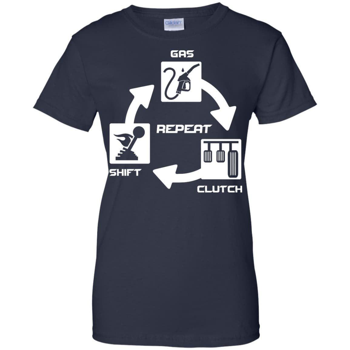 Gas Clutch Shift Repeat-T-Shirt & Hoodie-Women's T-Shirt-Navy