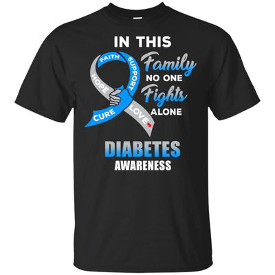 In This Family No One Fights Alone Diabetes Awareness-T-Shirt & Hoodie-Classic T-Shirt-Black