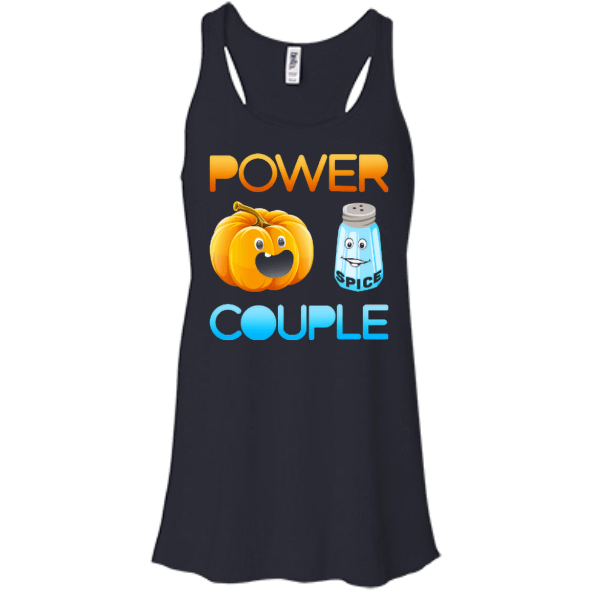 Pumpkin Spice Power Couple Halloween-T-Shirt & Hoodie-Women's Flowy Racerback Tank-Midnight