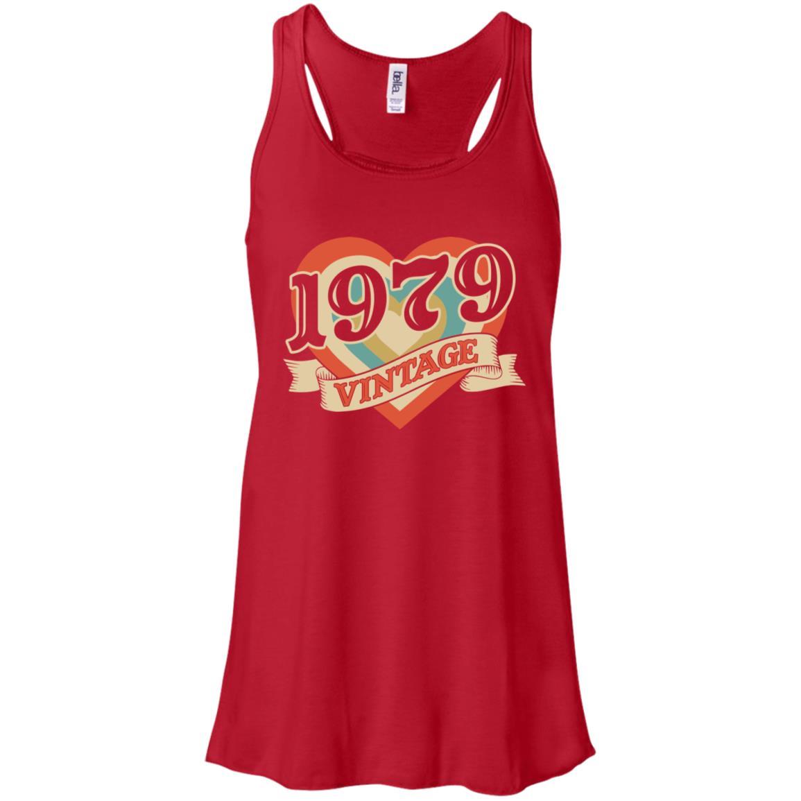 Vintage Retro Classic Heart Made In 1979 42th Birthday-T-Shirt & Tank Top-Women's Flowy Racerback Tank-Red