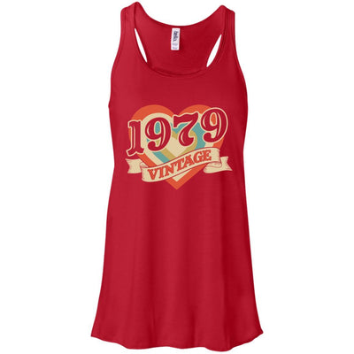 Vintage Retro Classic Heart Made In 1979 42th Birthday-T-Shirt & Tank Top-Women's Flowy Racerback Tank-Red
