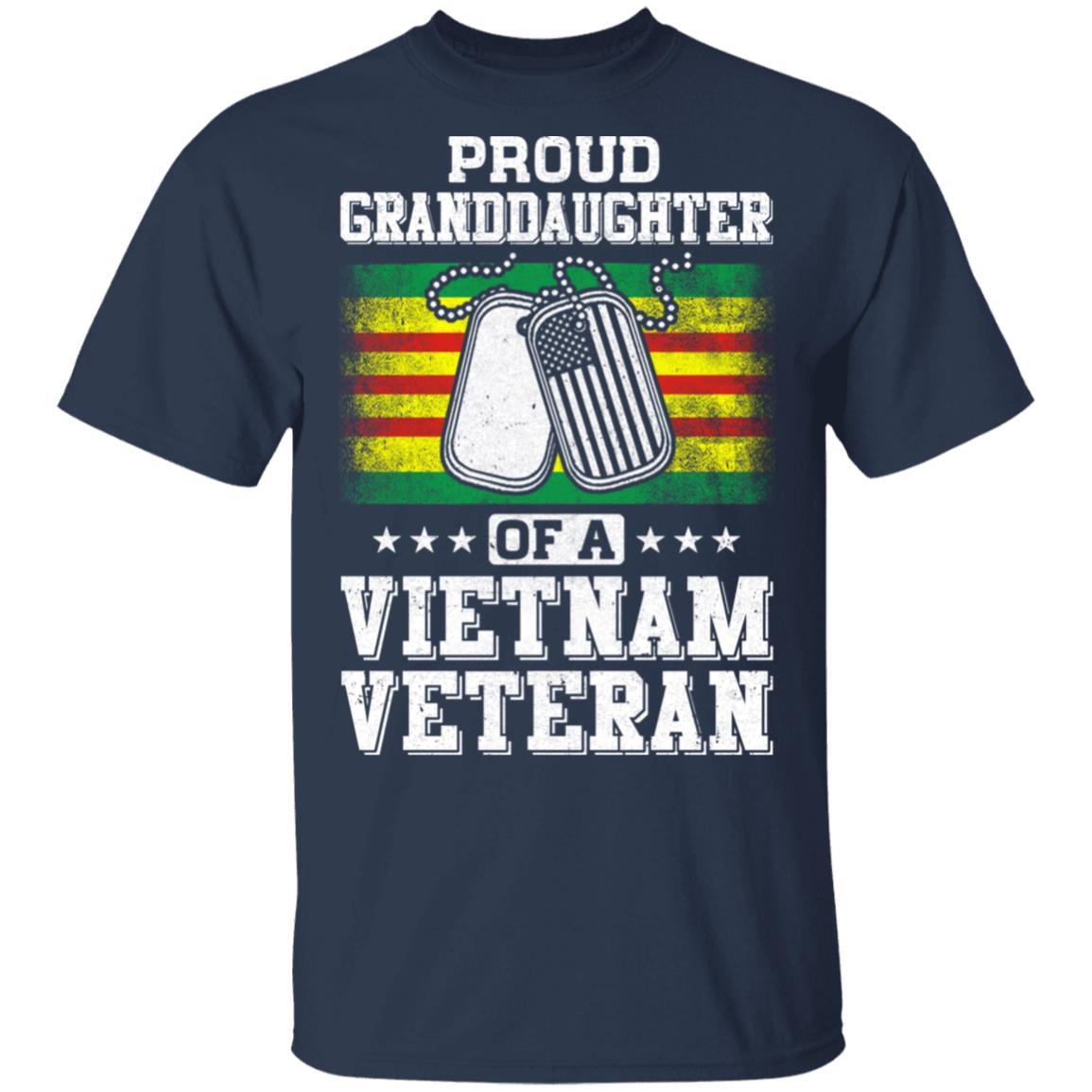Proud Granddaughter Of A Veteran Papa Grandpa Grandma-T-Shirt & Hoodie-Classic T-Shirt-Navy