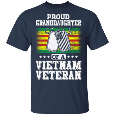 Proud Granddaughter Of A Veteran Papa Grandpa Grandma-T-Shirt & Hoodie-Classic T-Shirt-Navy