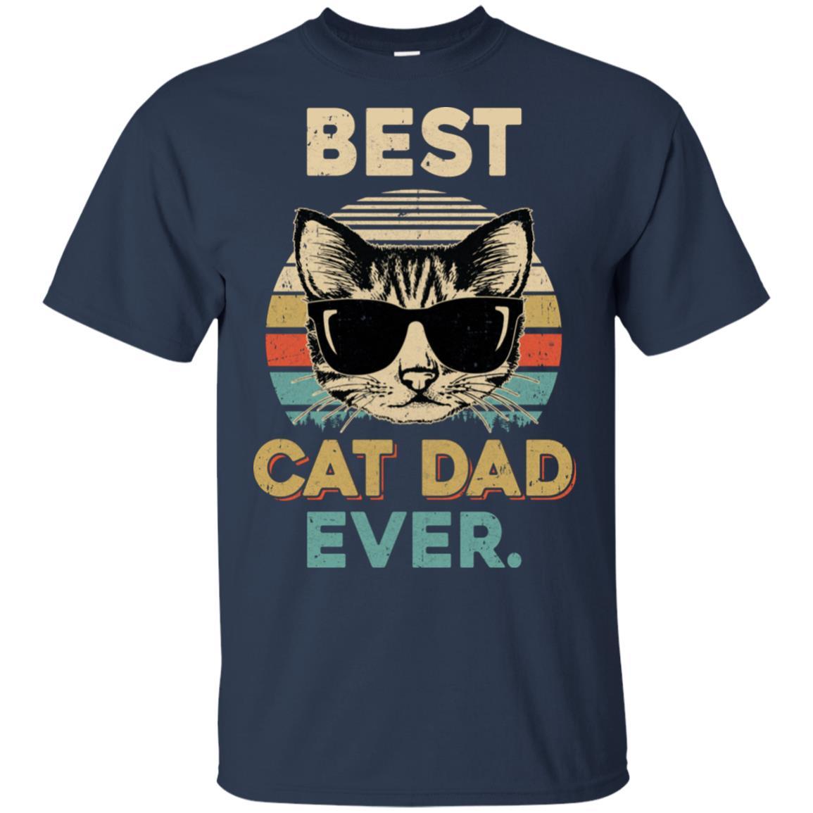 Vintage Best Cat Dad Ever Cat Daddy Father-T-Shirt & Hoodie-Classic T-Shirt-Navy