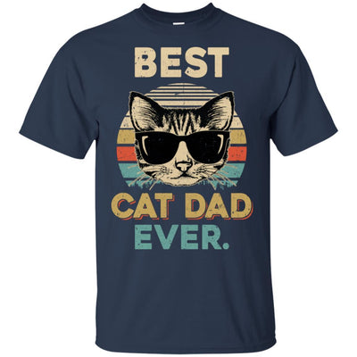 Vintage Best Cat Dad Ever Cat Daddy Father-T-Shirt & Hoodie-Classic T-Shirt-Navy