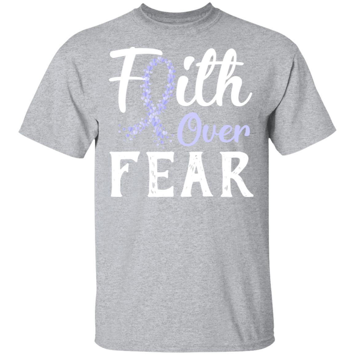 Stomach Cancer Awareness Periwinkle Faith Over Fear-T-Shirt & Hoodie-Classic T-Shirt-Sport Grey