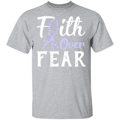Stomach Cancer Awareness Periwinkle Faith Over Fear-T-Shirt & Hoodie-Classic T-Shirt-Sport Grey