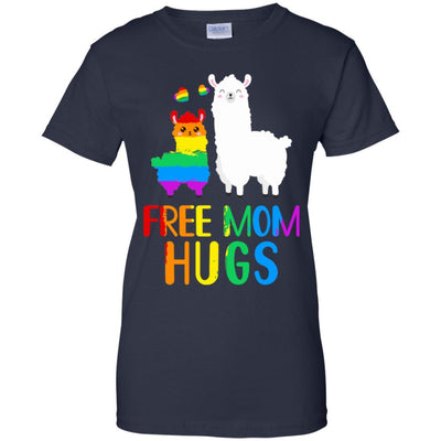 Free Mom Hugs Llama Rainbow Heart LGBT Pride Month-T-Shirt & Hoodie-Women's T-Shirt-Navy