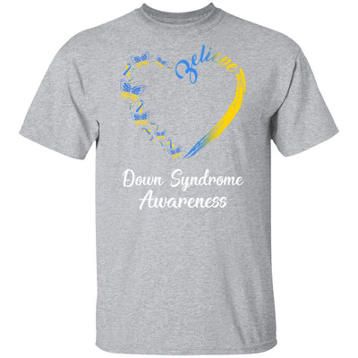 Butterfly Believe Down Syndrome Awareness Ribbon Gifts-T-Shirt & Hoodie-Classic T-Shirt-Sport Grey