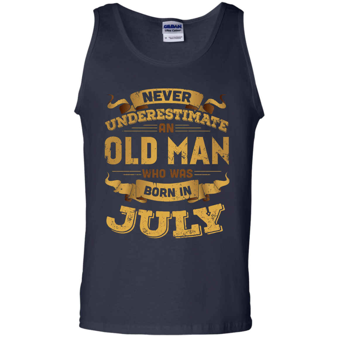 Never Underestimate An Old Man Who Was Born In July-T-Shirt & Hoodie-Unisex Tank-Navy