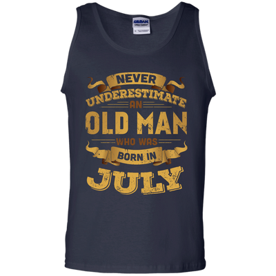 Never Underestimate An Old Man Who Was Born In July-T-Shirt & Hoodie-Unisex Tank-Navy