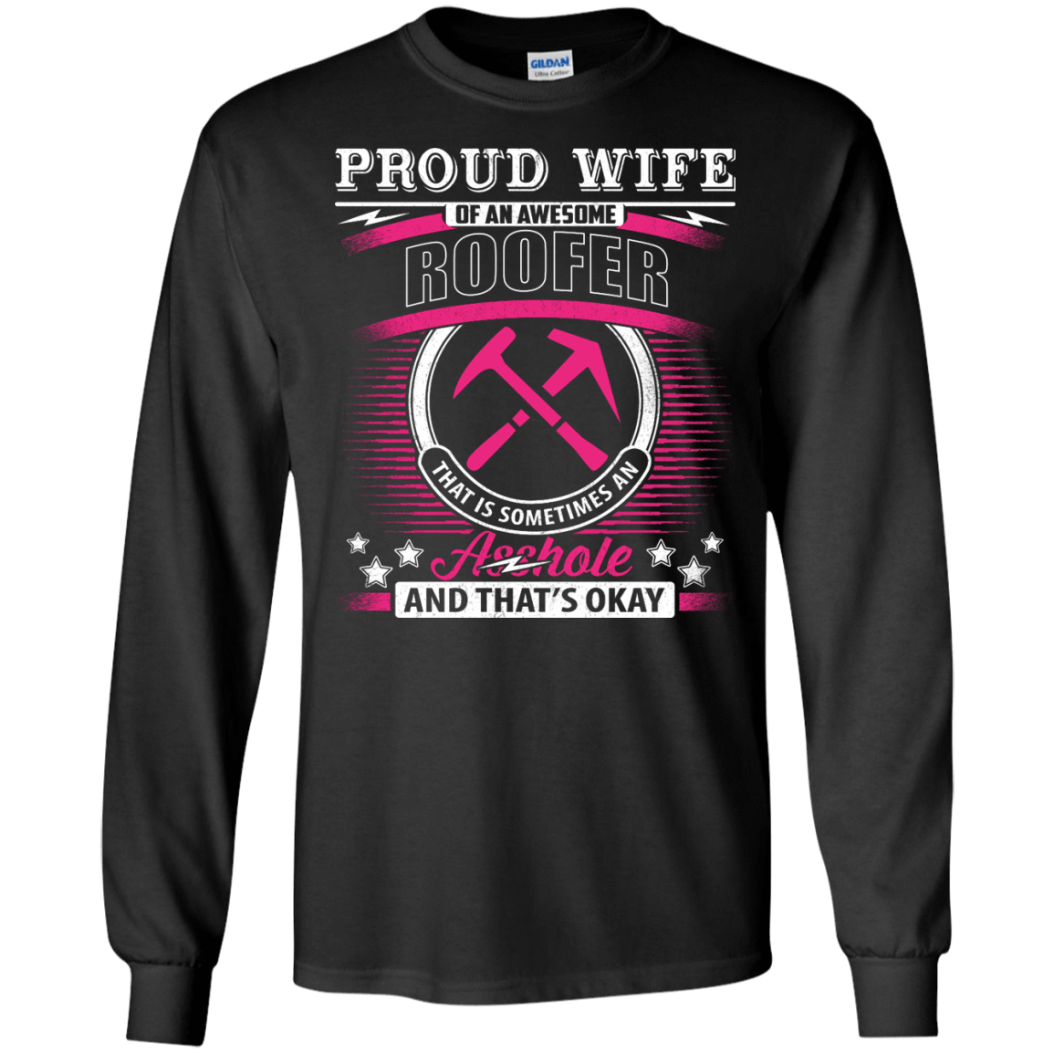 Proud Wife Of An Awesome Roofer-T-Shirt & Hoodie-Long Sleeve T-Shirt-Black