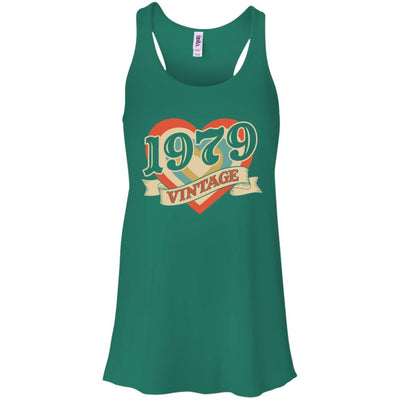 Vintage Retro Classic Heart Made In 1979 42th Birthday-T-Shirt & Tank Top-Women's Flowy Racerback Tank-Kelly Green