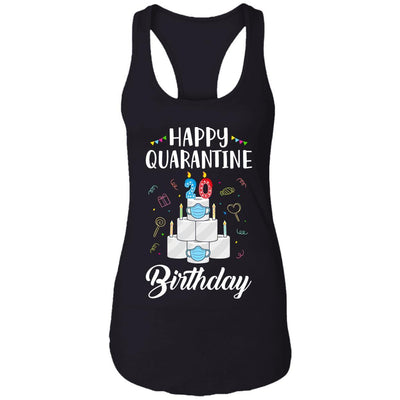 20th Birthday Gift Idea 2001 Happy Quarantine Birthday-T-Shirt & Tank Top-Women's Ideal Racerback Tank-Black