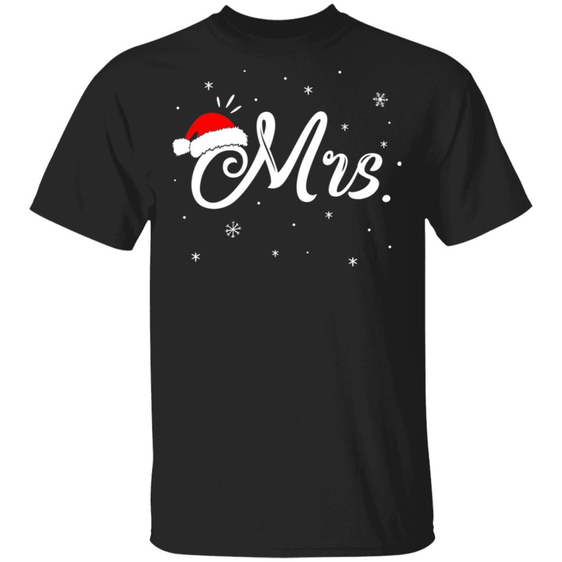 Funny Christmas Couple Matching Mr And Mrs Santa Hat-T-Shirt & Sweatshirt-Classic T-Shirt-Black