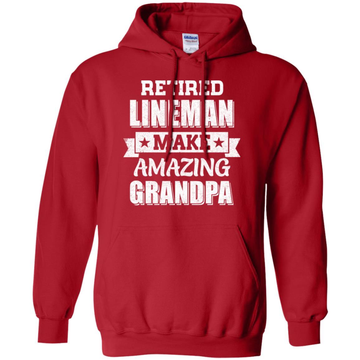 Funny Retired Lineman Make Amazing Grandpa Gifts-T-Shirt & Hoodie-Pullover Hoodie-Red