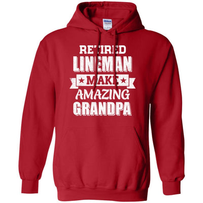 Funny Retired Lineman Make Amazing Grandpa Gifts-T-Shirt & Hoodie-Pullover Hoodie-Red