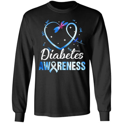 Dragonfly Diabetes Awareness-T-Shirt & Hoodie-Long Sleeve T-Shirt-Black