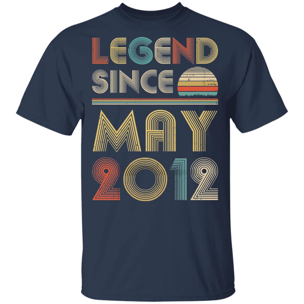Legend Since May 2012 Vintage 9th Birthday Gifts Youth-Youth Shirt-Youth T-Shirt-Navy
