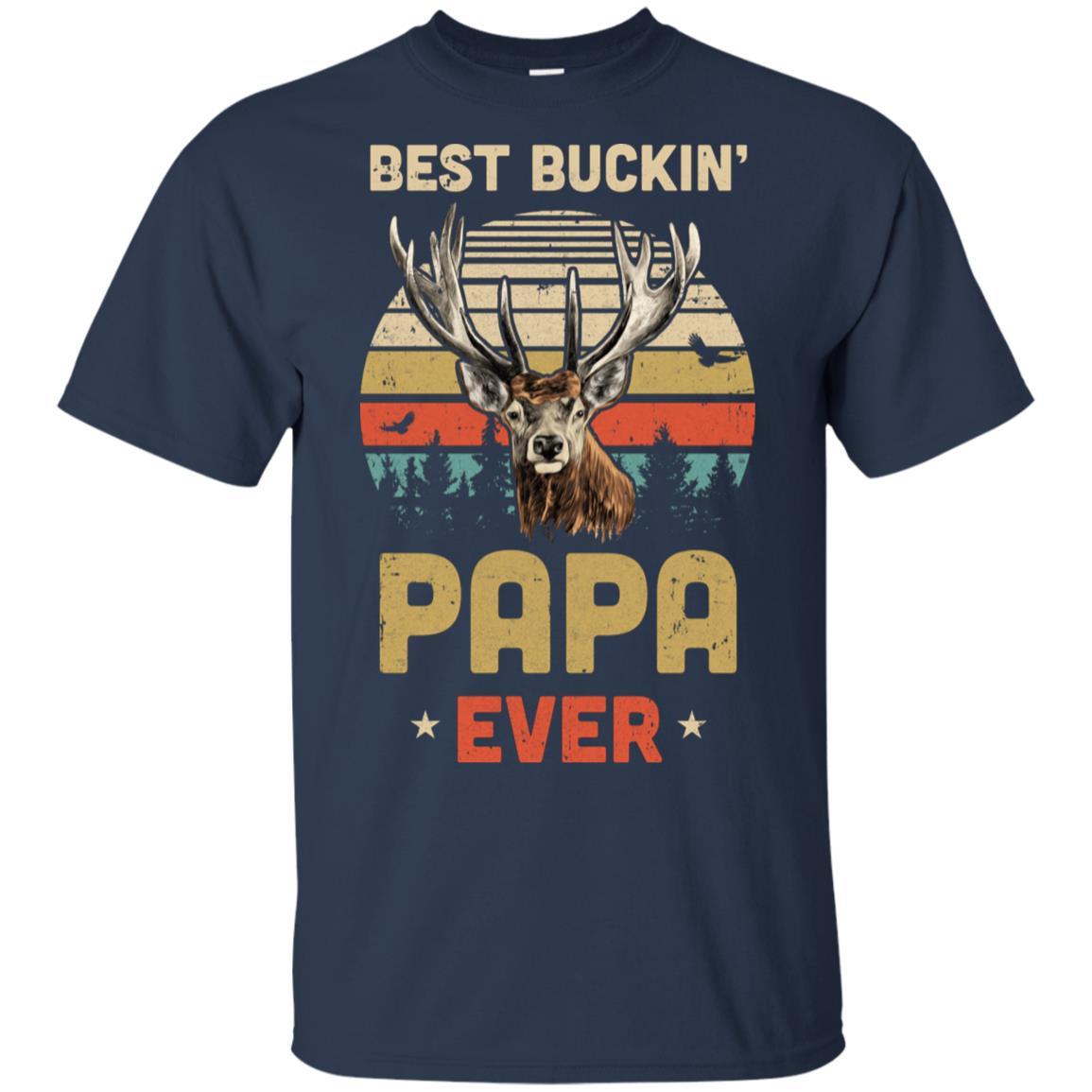 Vintage Best Buckin' Papa Ever Gift For Father Day-T-Shirt & Hoodie-Classic T-Shirt-Navy