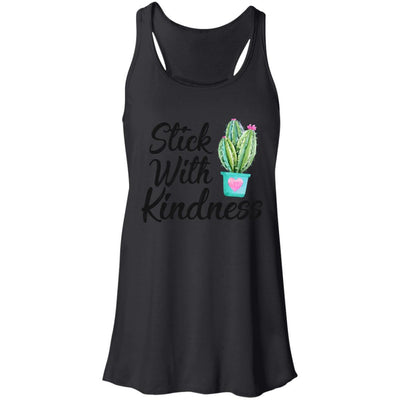 Stick With Kindness Teacher Students Gift-T-Shirt & Hoodie-Women's Flowy Racerback Tank-Black