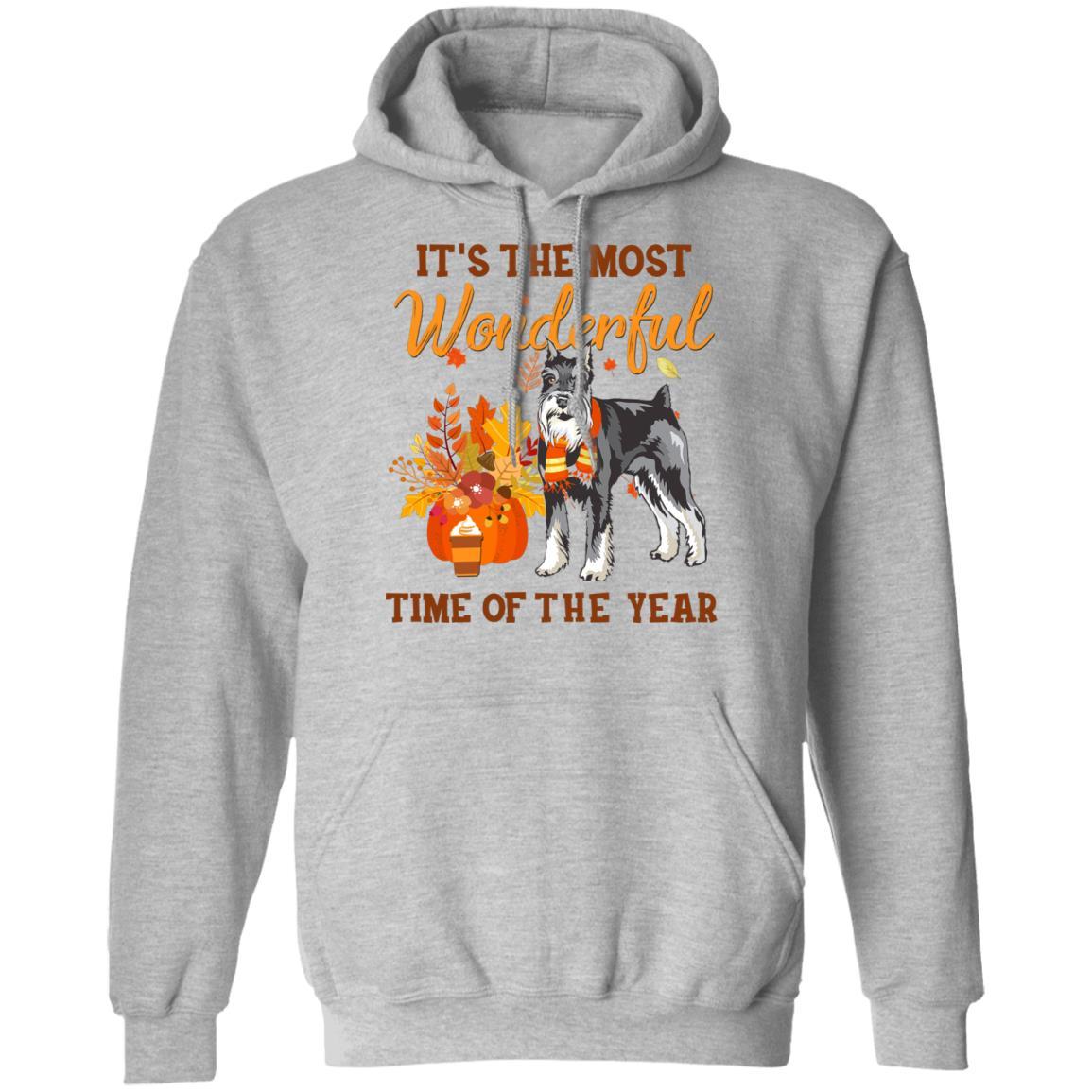 Schnauzer Autumn It's The Most Wonderful Time Of The Year-T-Shirt & Hoodie-Pullover Hoodie-Sport Grey