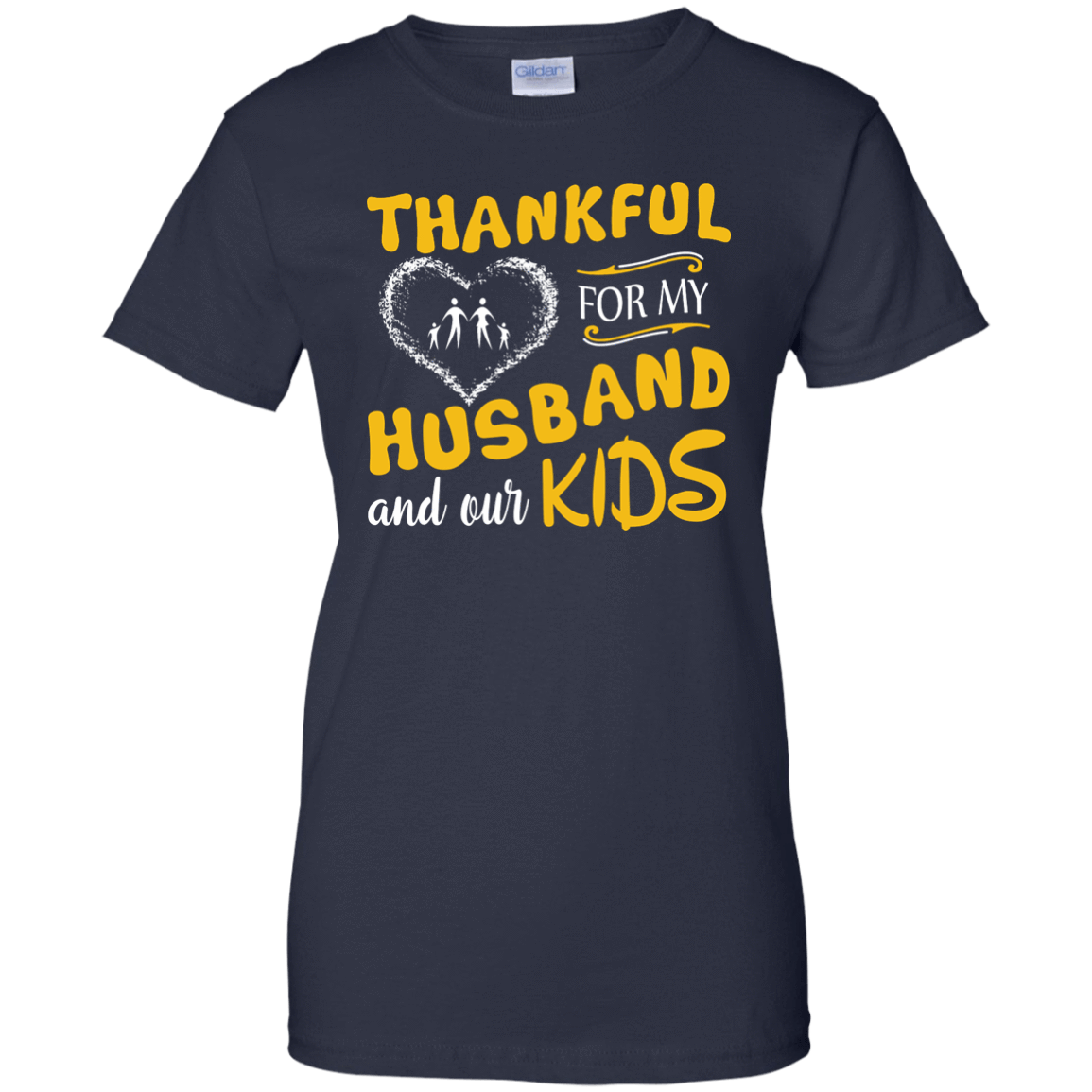 Thankful For My Husband And Our Kids-T-Shirt & Hoodie-Women's T-Shirt-Navy