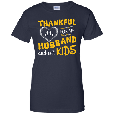 Thankful For My Husband And Our Kids-T-Shirt & Hoodie-Women's T-Shirt-Navy