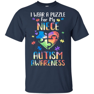 I Wear A Puzzle For My Niece Autism Awareness-T-Shirt & Hoodie-Classic T-Shirt-Navy