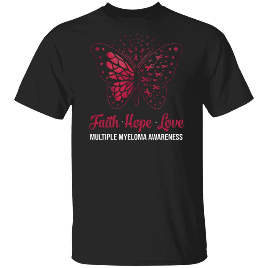 Faith Hope Love Butterfly Multiple Myeloma Awareness-T-Shirt & Hoodie-Classic T-Shirt-Black