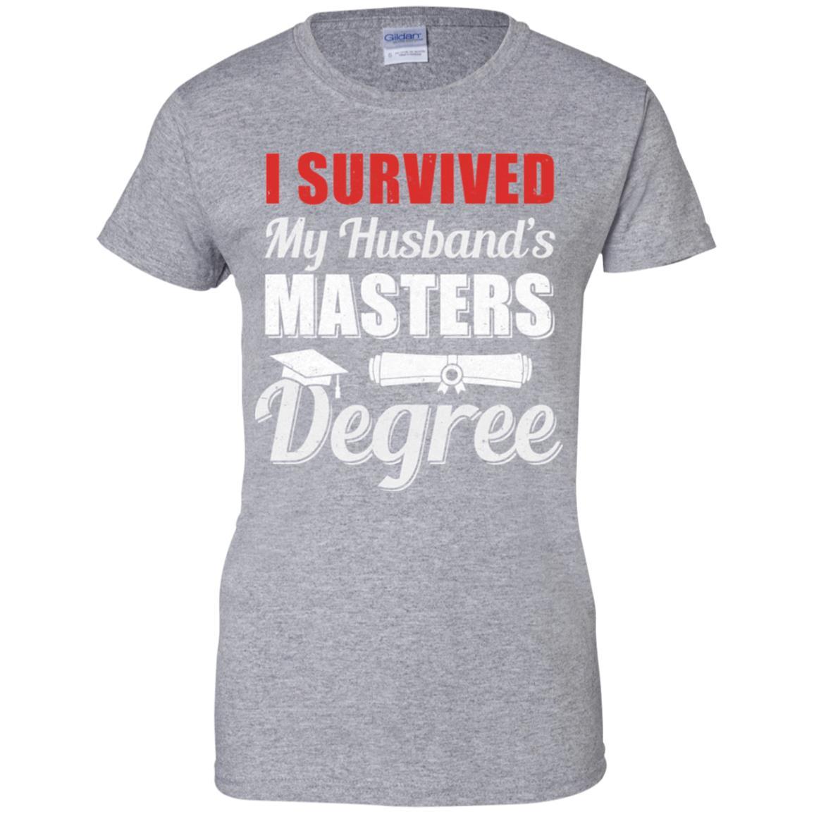 Funny I Survived My Husband's Master's Degree Wife-T-Shirt & Hoodie-Women's T-Shirt-Sport Grey