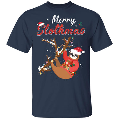 Merry Slothmas Christmas Pajama For Sloth Lovers-T-Shirt & Hoodie-Classic T-Shirt-Navy