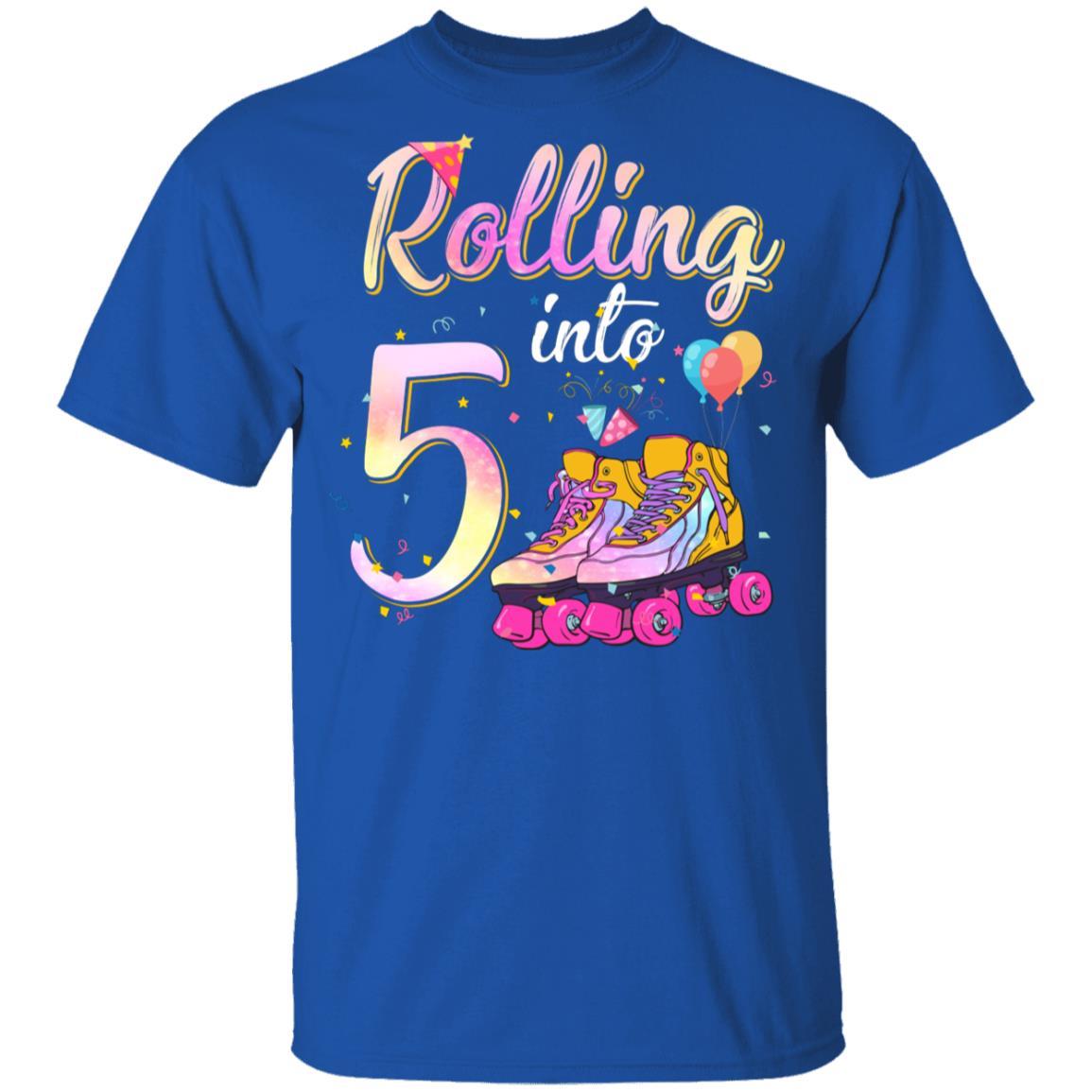 5 Years Old Birthday Girls Roller Skates 80's 5th Birthday Youth-Youth Shirt-Youth T-Shirt-Royal