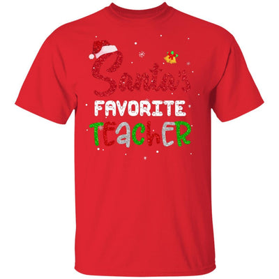 Santa's Favorite Teacher Santa Hat Christmas Gifts-T-Shirt & Sweatshirt-Classic T-Shirt-Red