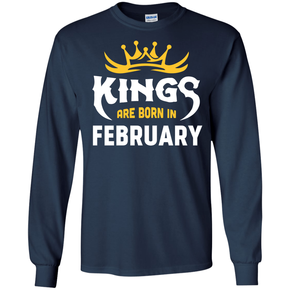 Kings Are Born In February-T-Shirt & Hoodie-Long Sleeve T-Shirt-Navy