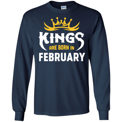 Kings Are Born In February-T-Shirt & Hoodie-Long Sleeve T-Shirt-Navy