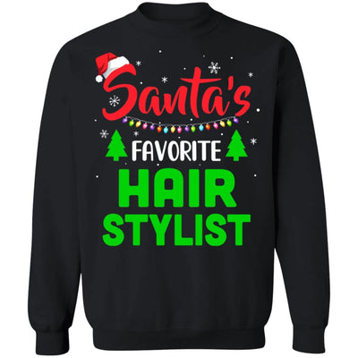 Santa's Favorite Hair stylist Funny Christmas Xmas Gifts-T-Shirt & Sweatshirt-Crewneck Sweatshirt-Black