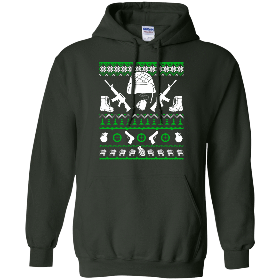 Soldier Christmas Sweater-T-Shirt & Hoodie-Pullover Hoodie-Forest Green