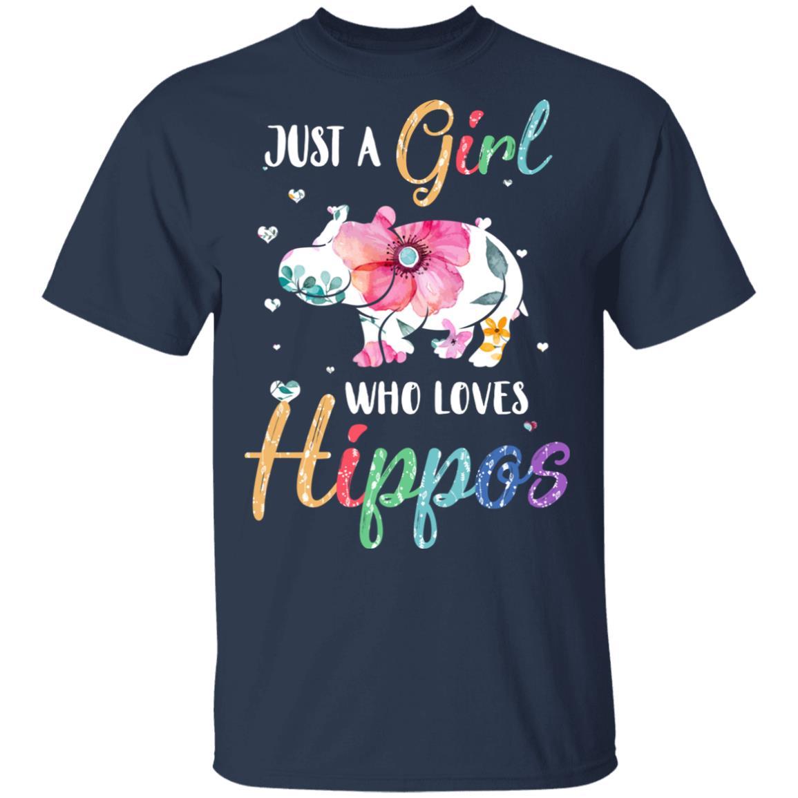 Just A Girl Who Loves Hippos Cute Hippo Lover-T-Shirt & Hoodie-Classic T-Shirt-Navy