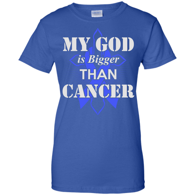 My God Is Bigger Than Cancer Blue Awareness Ribbon-T-Shirt & Hoodie-Women's T-Shirt-Royal