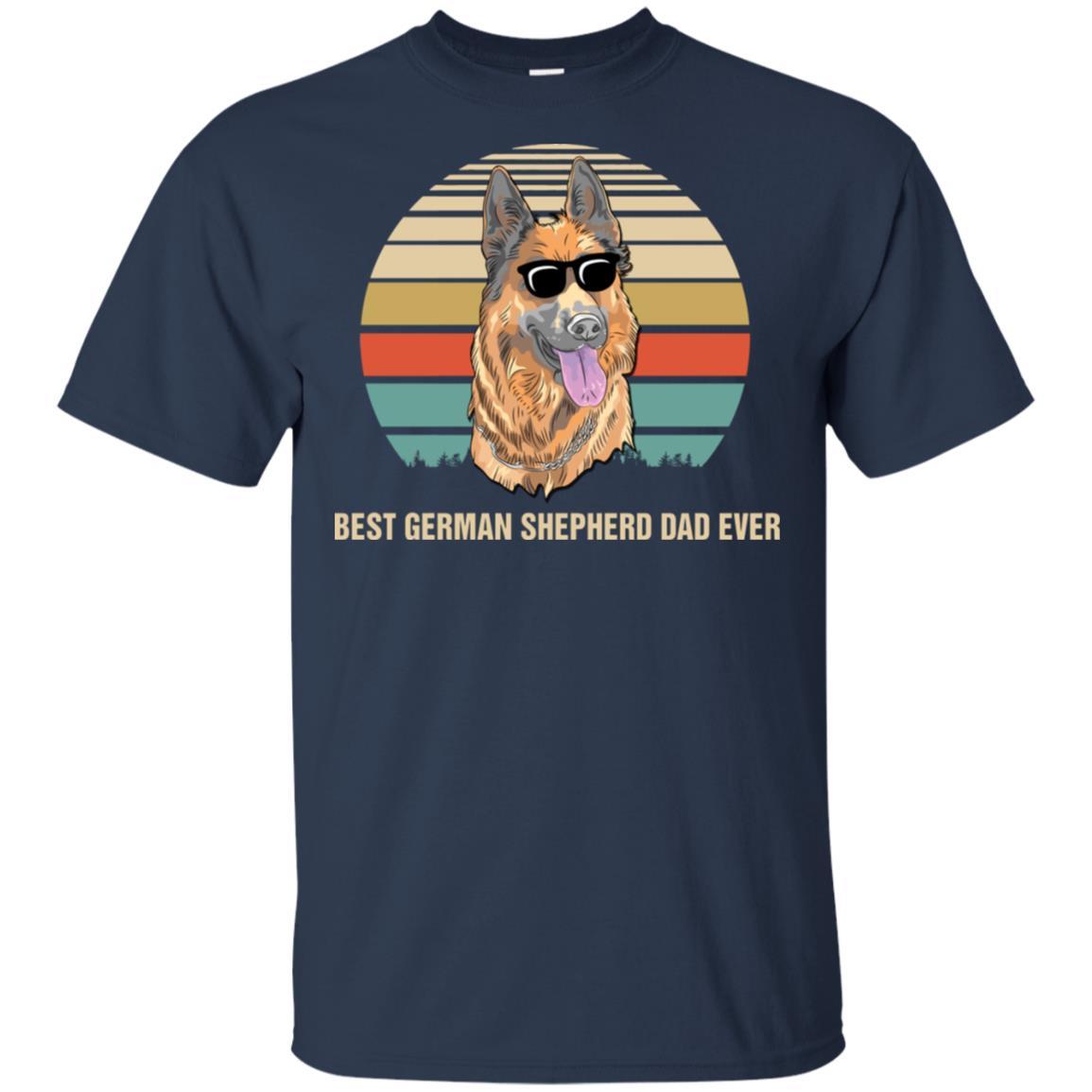Vintage German Shepherd Dad Gifts Best German Shepherd Dad Ever-T-Shirt & Hoodie-Classic T-Shirt-Navy