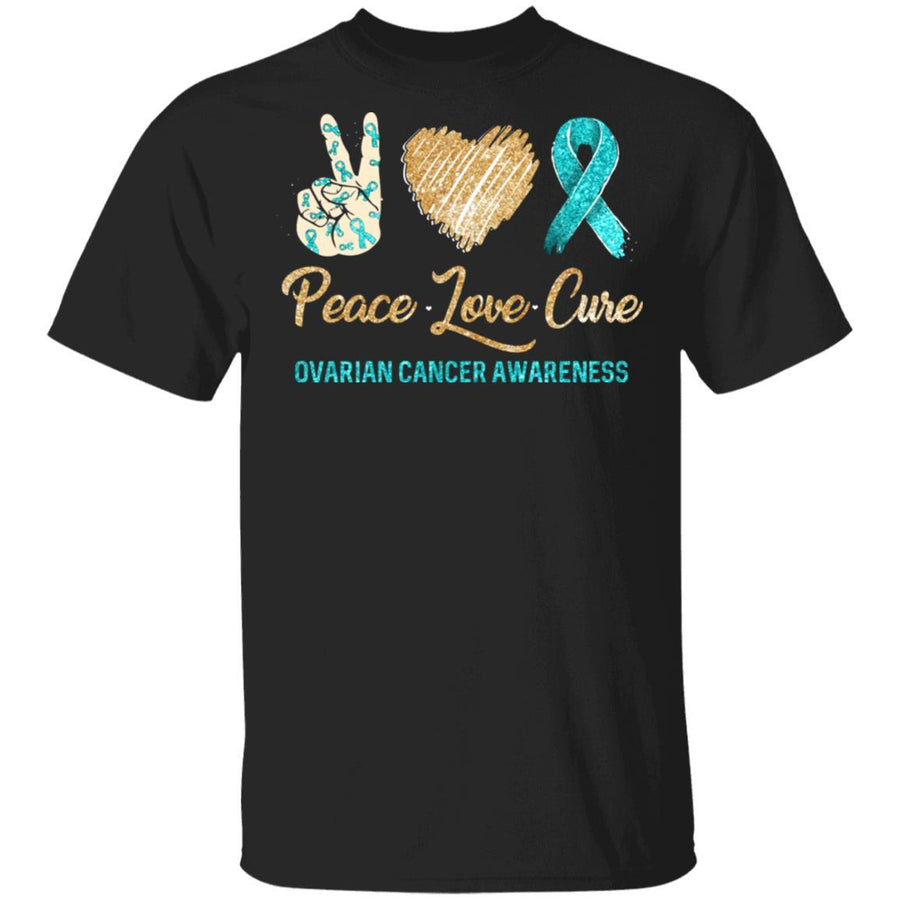 Peace Love Cure Ovarian Cancer Awareness-T-Shirt & Hoodie-Classic T-Shirt-Black