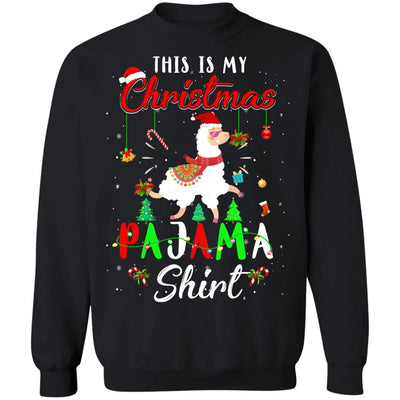 This Is My Christmas Pajama Llama Christmas Gifts-T-Shirt & Sweatshirt-Crewneck Sweatshirt-Black