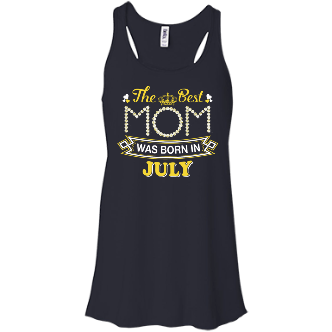The Best Mom Was Born In July-T-Shirt & Hoodie-Women's Flowy Racerback Tank-Midnight