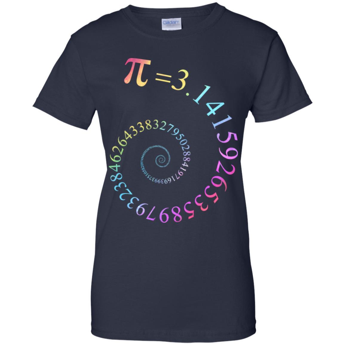 Pi Spiral Galaxy Color Math Pi Day-T-Shirt & Hoodie-Women's T-Shirt-Navy