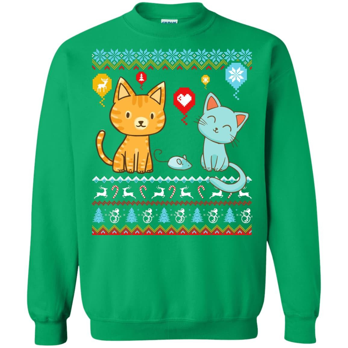 Halo Halo Christmas Cat Lover-T-Shirt & Hoodie-Crewneck Sweatshirt-Irish Green