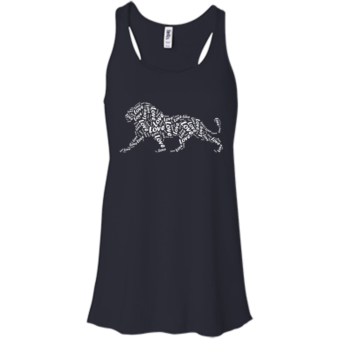 I Love Lion T-Shirt Word Graphic Tee-T-Shirt & Hoodie-Women's Flowy Racerback Tank-Midnight