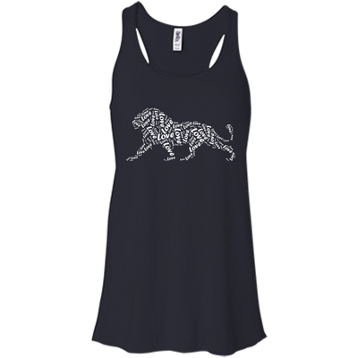 I Love Lion T-Shirt Word Graphic Tee-T-Shirt & Hoodie-Women's Flowy Racerback Tank-Midnight