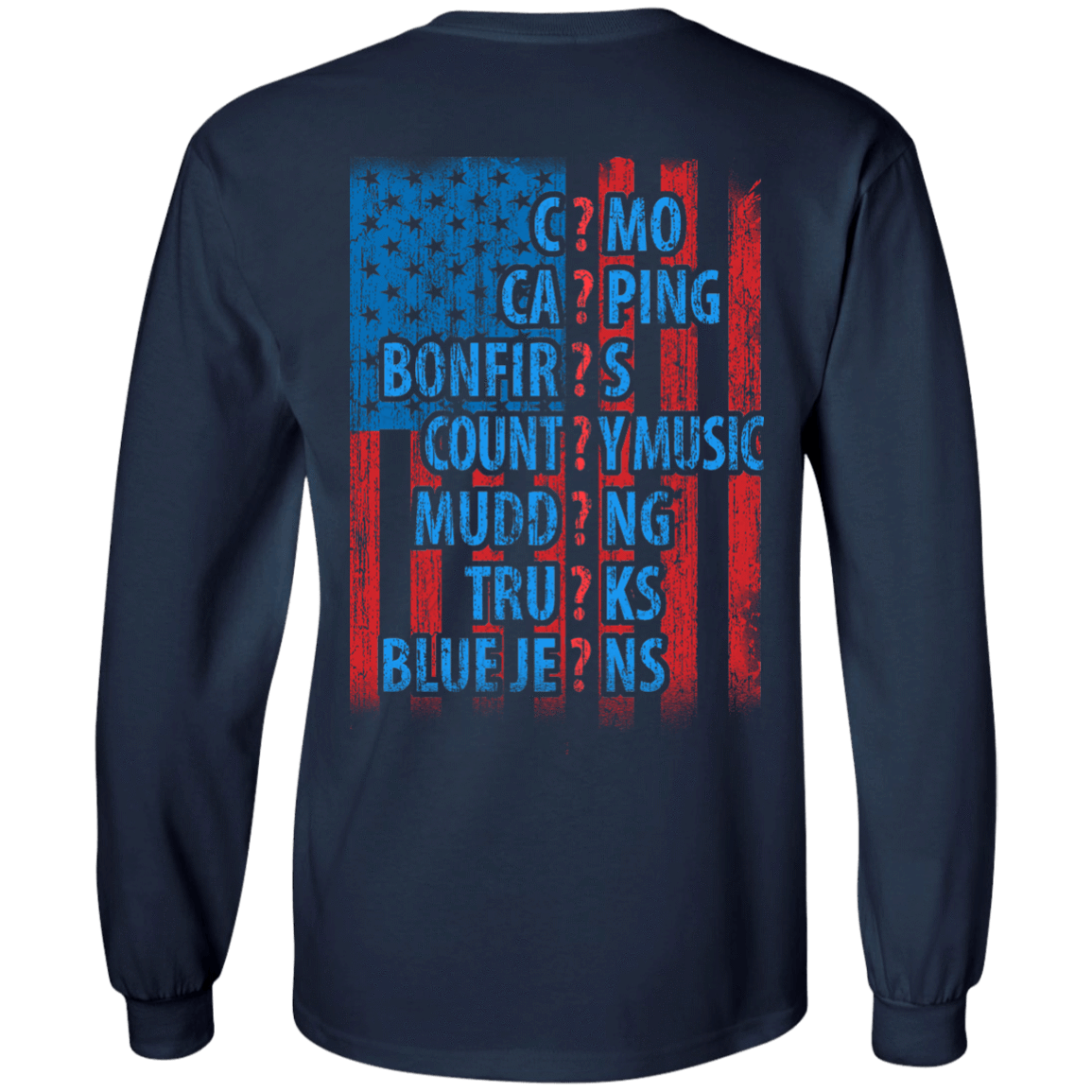 I LOVE AMERICAN COUNTRY-T-Shirt & Hoodie-Long Sleeve T-Shirt-Navy