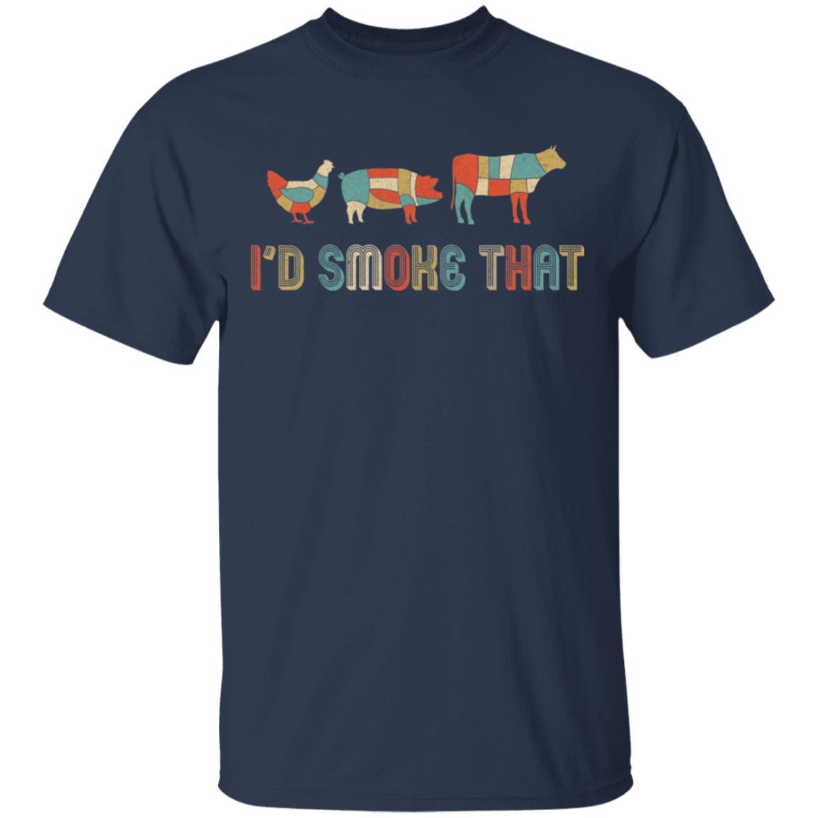 I'd Smoke That Fun BBQ Barbecue Smoker Chef Gift Vintage-T-Shirt & Hoodie-Classic T-Shirt-Navy